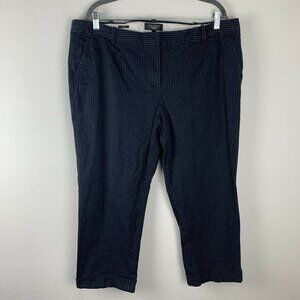 Talbots Women's Plus Size 20W Navy Blue White Pinstriped Signature Cropped Pants